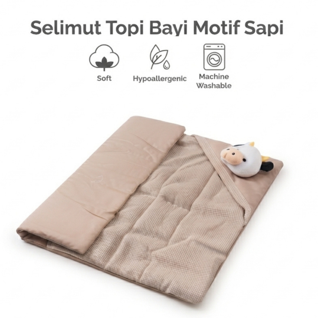 Selimut Bayi Boneka Sapi Lucu Bahan Twill Lembut