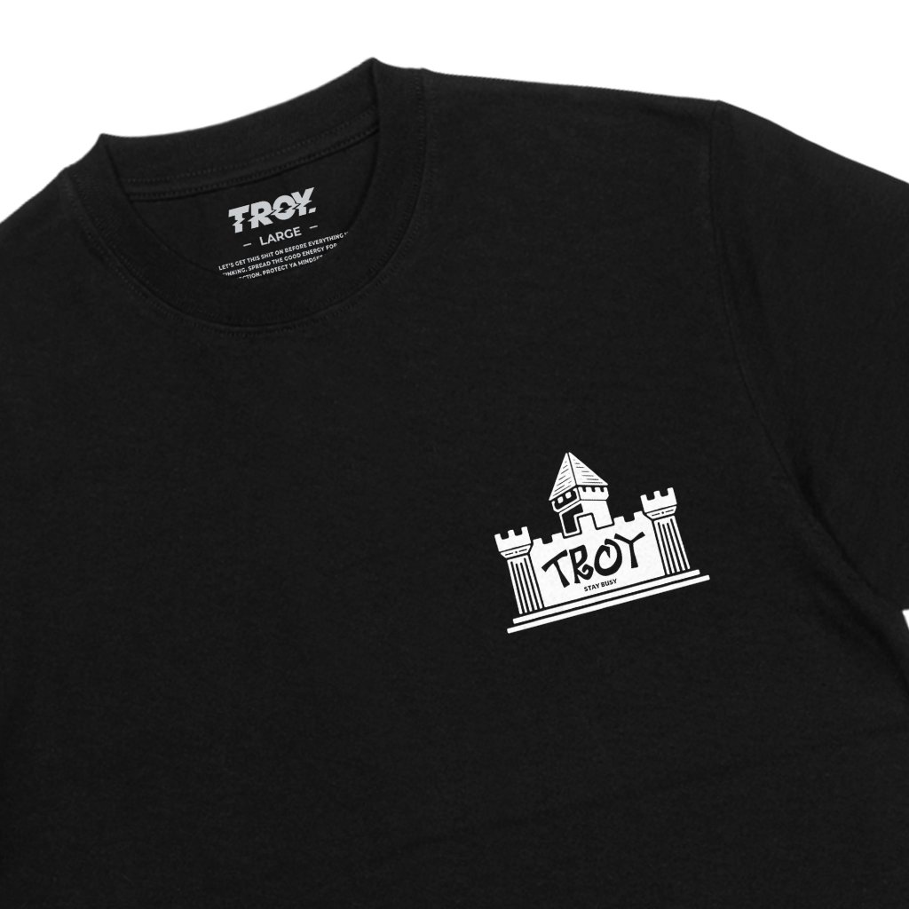 Troy Company T-Shirt Black Fortress - Kaos Pria Lengan Pendek Hitam MTD 3724