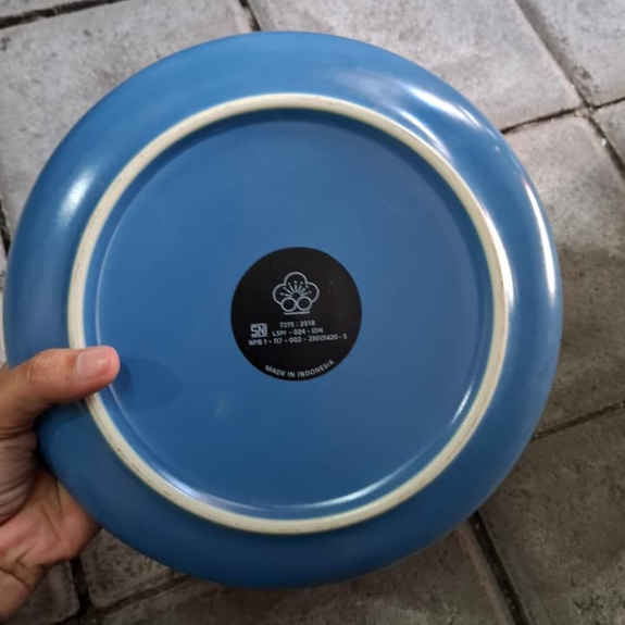 Piring Saji Keramik Cekung Biru Muda Minimalis Aesthetic