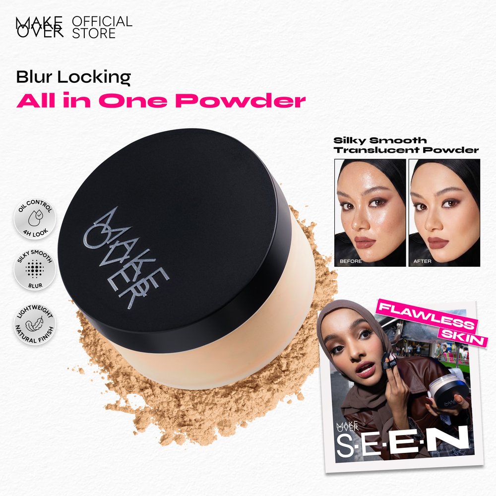MAKE OVER Silky Smooth Translucent Powder - Daily Makeup Flawless Finish Blur Effect Quick Touch Up 