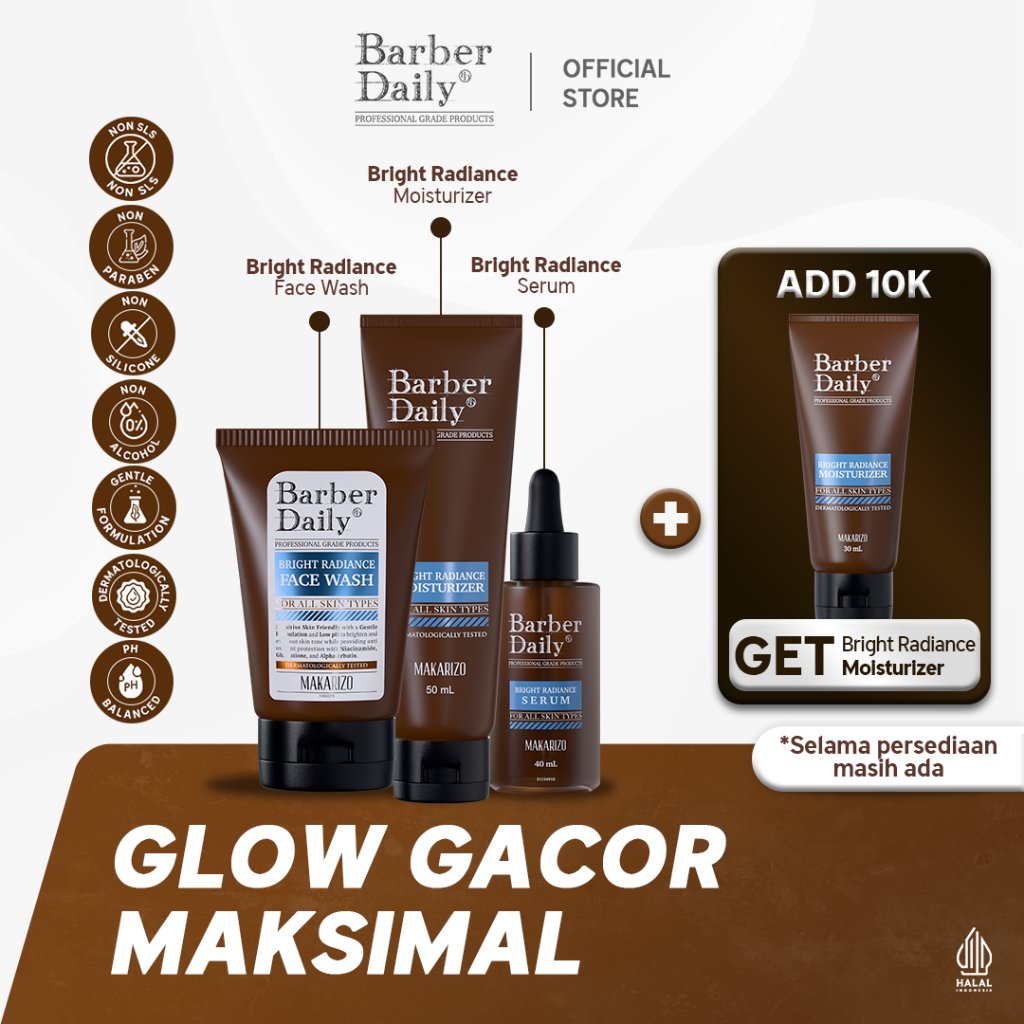 GLOW UP GACOR MAKSIMAL PACKAGE - Barber Daily Bright Radiance Face Wash + Barber Daily Bright Radian
