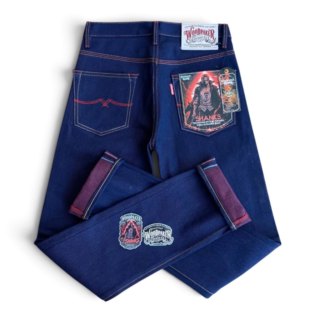 WOODPAKER Denim Junior Selvedge Accent Junior 15oz Slim Straigh Raw denim Sanforized Black Indigo X 