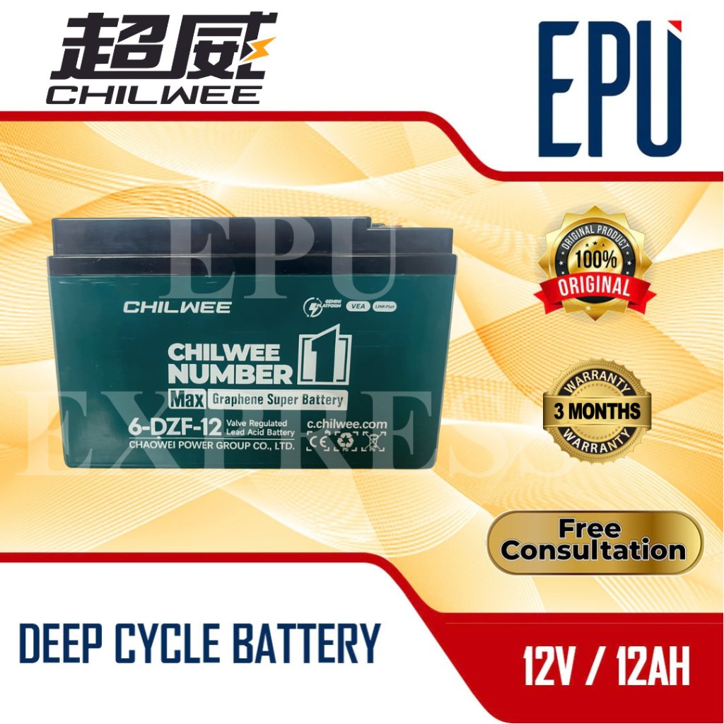 Chilwee Aki Selis 12V 12AH Aki Molis 12V 12AH Aki Motor Listrik Aki Chilwe Aki 12AH