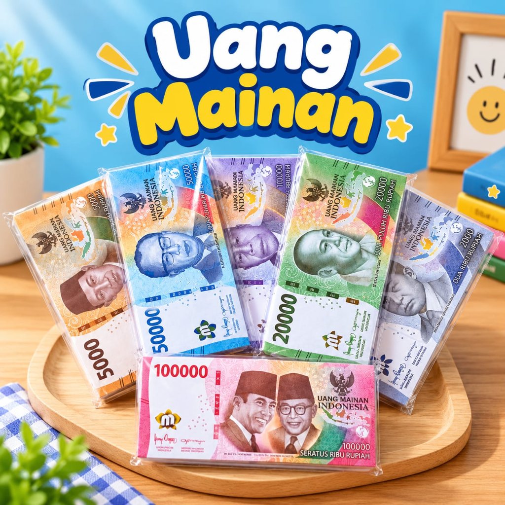 Isi 100 Lembar Uang Mainan Indonesia 2000 5000 10000 20000 50000 100000 Rupiah Mainan Uang Edukasi A