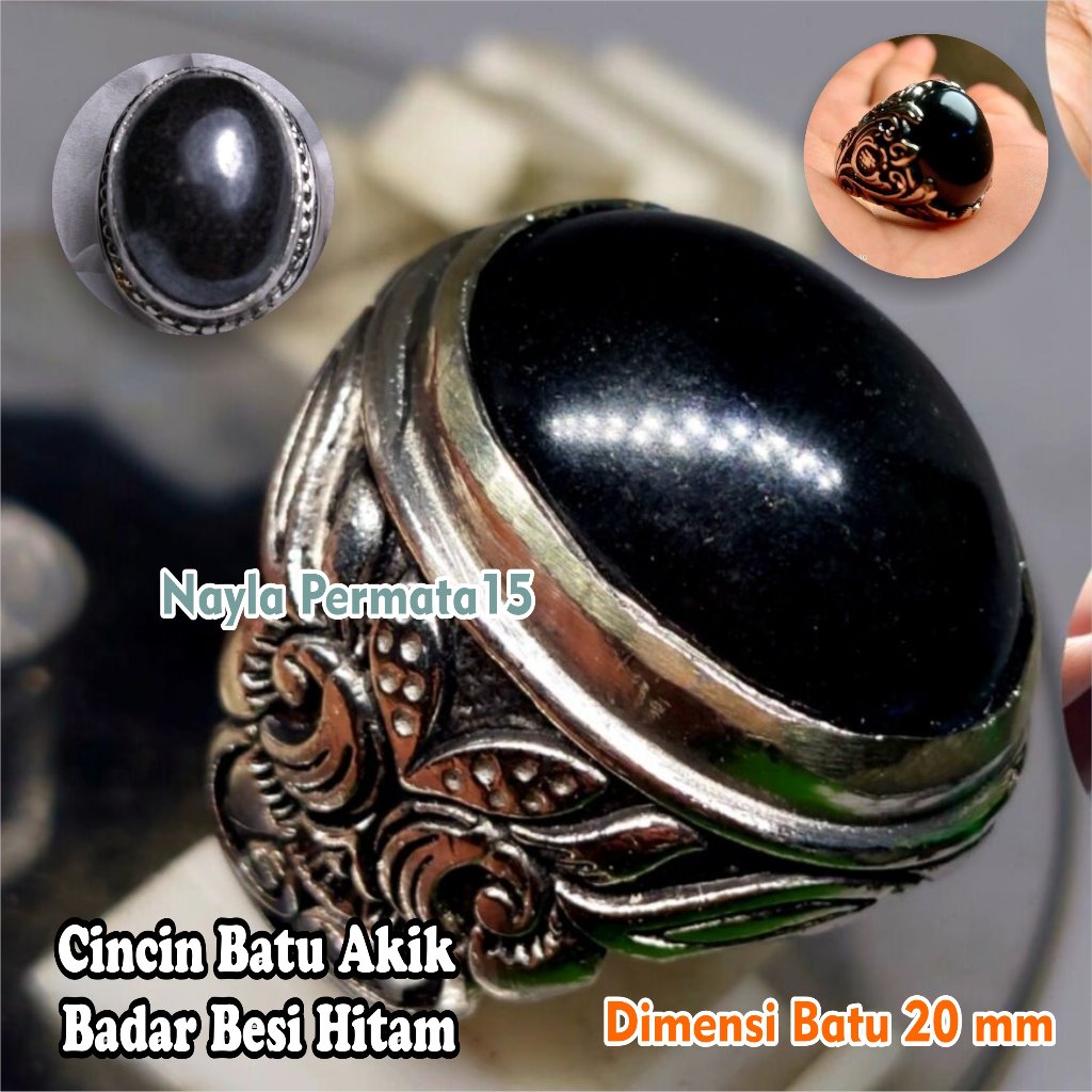 Cincin batu badar besi hitam /badar besi Ring alpaka super pak de