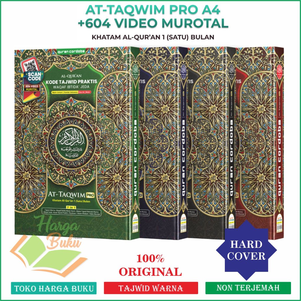 Foto Al-Quran AT-TAQWIM PRO A4 HC Non Terjemah 7 IN 1 Tajwid Warna Waqaf Ibtida Jeda Panduan 1 Bulan Khatam Rasm Utsmani Cordoba
