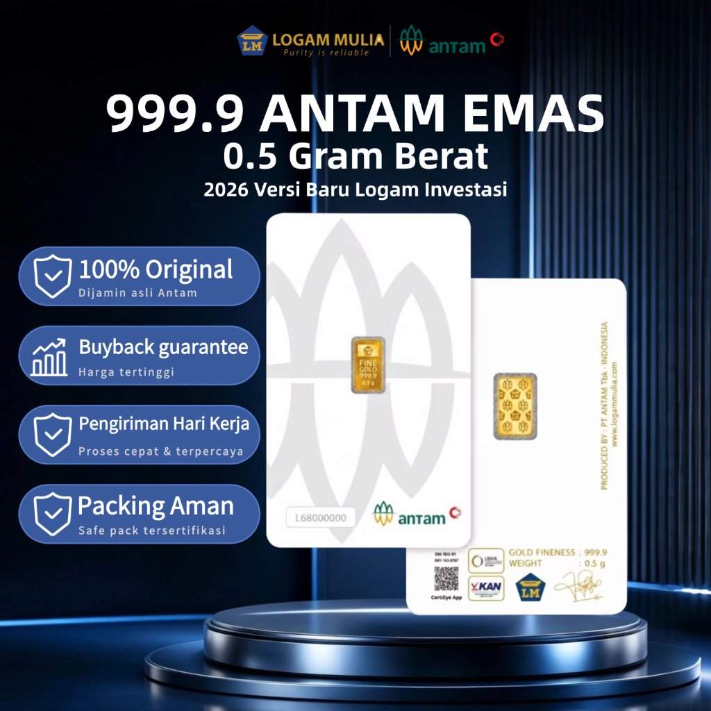 Emas Batangan Antam 0.5 Gram Certicard Logam Mulia LM Antam