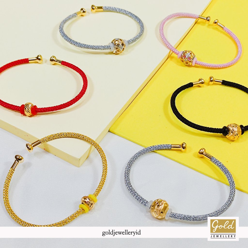 Gelang tali emas kuning  700 16k ball series tali open