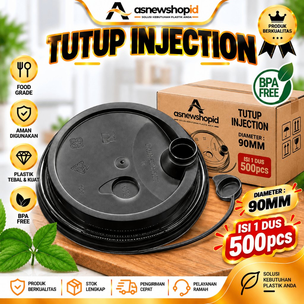 Asnewshop | LID CUP INJECTION ISI 500pcs / DUS UNTUK CUP 12 - 24oz KHUSUS CUP INJECTION