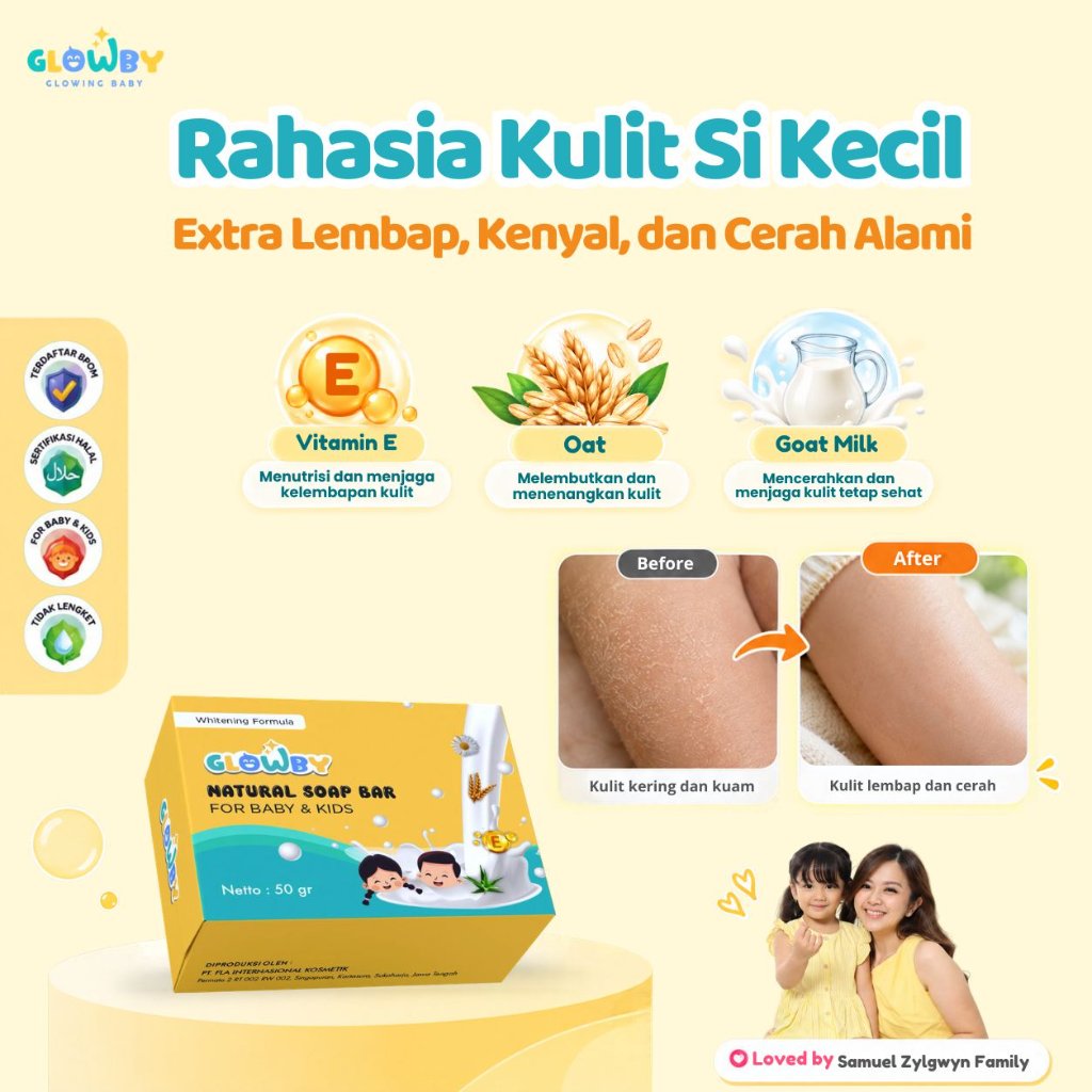 (Glowby) Baby And Kids Soap Bar I Aman untuk bayi dan tidak pedih di Mata - Sabun Batang Anak