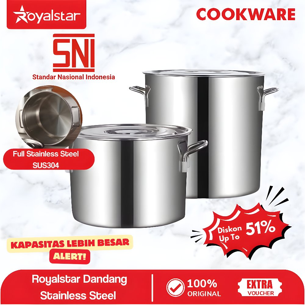 Royalstar Panci Dandang Stainless Steel Jumbo Tebal Dandang Bakso Besar