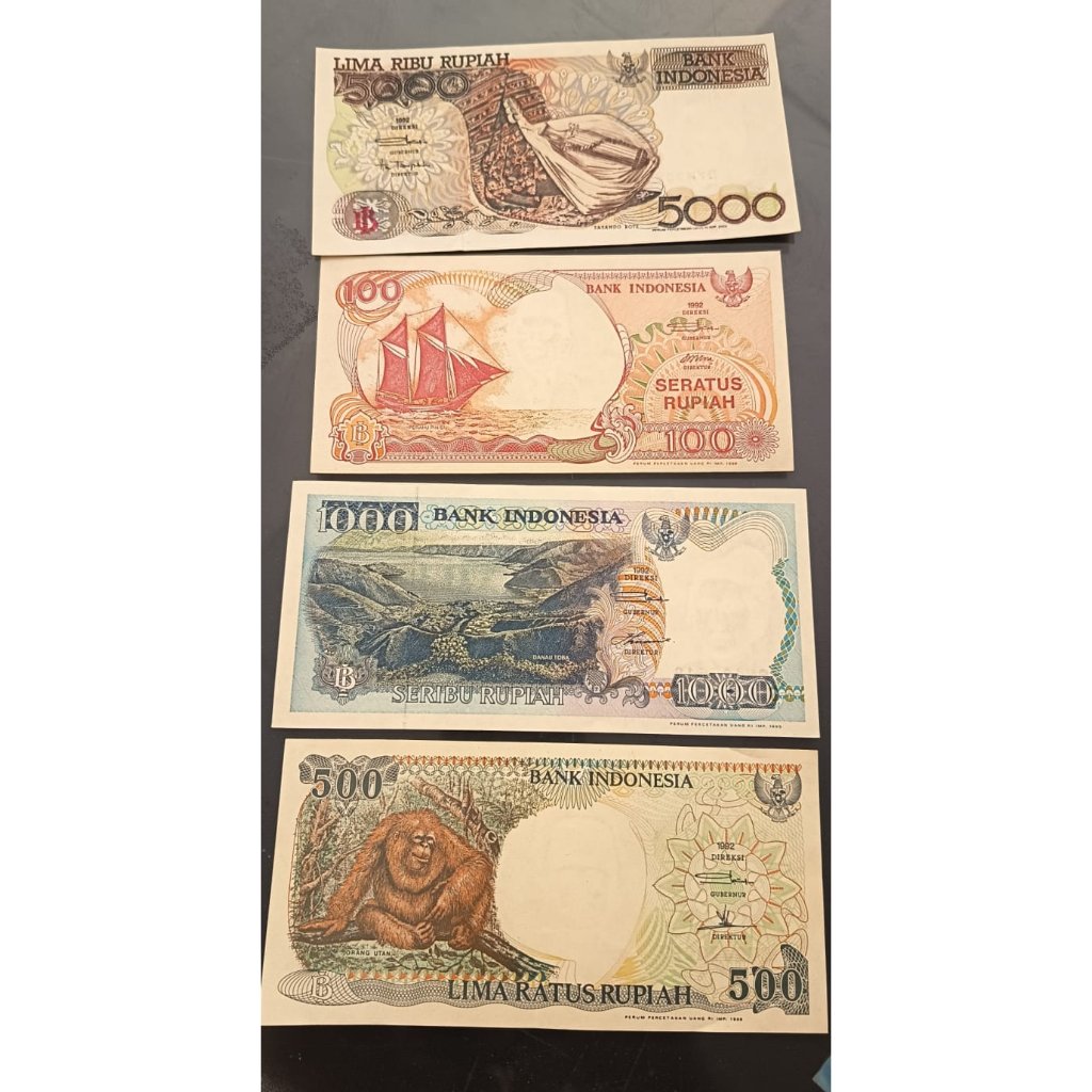 Uang kertas Bank Indonesia lama 100 500 1000 5000 Rupiah koleksi