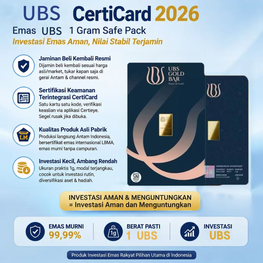 Logam Mulia Emas UBS1gr PRESS QR CODE (MULUS) BISA COD
