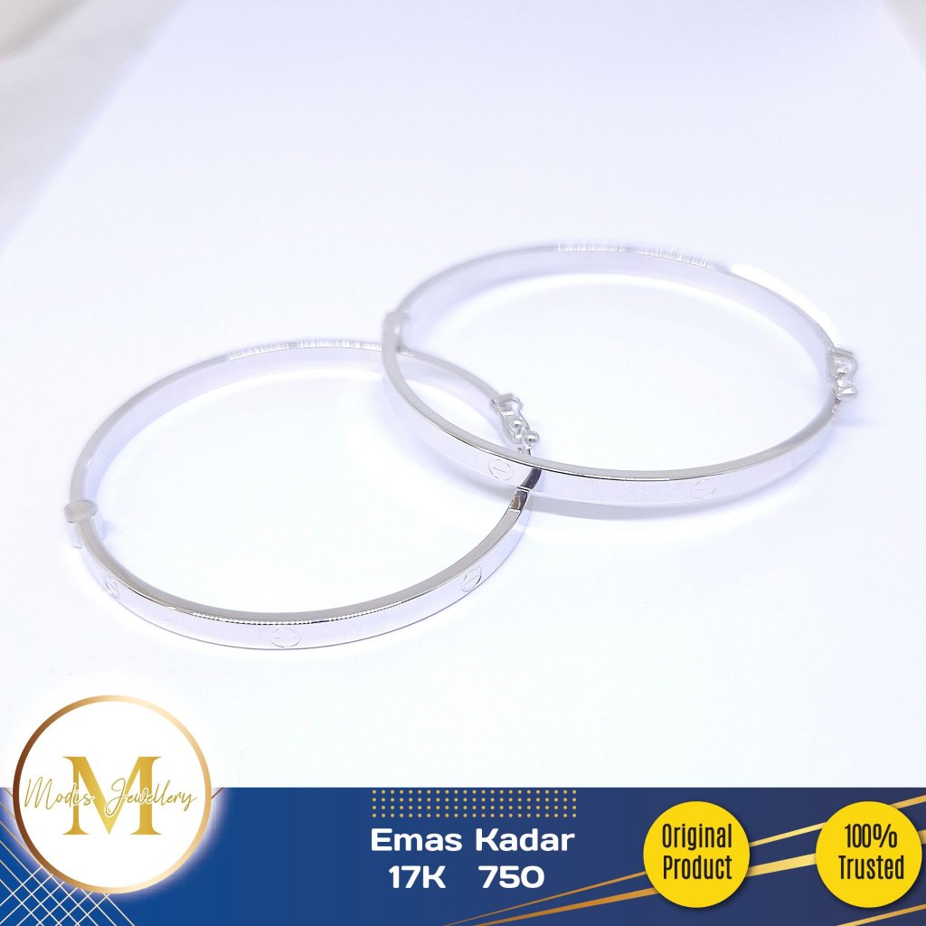 MODIS JEWELLERY - Gelang Bangle Anak Mur Putih - Emas 750 17k