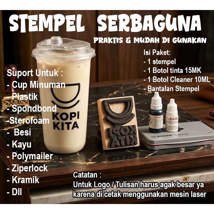 STEMPEL PLASTIK / STEMPEL SPONDBOND / STEMPEL CUP PAKAI BANTALAN
