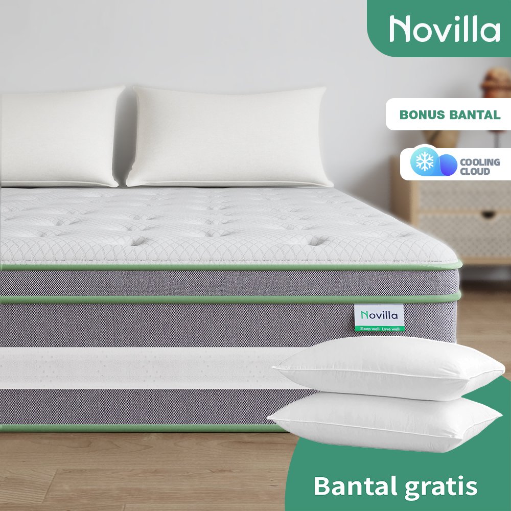 Novilla kasur IceMint spons busa springbed tebal 24/30cm empuk lantai matras anti lembab Free bantal