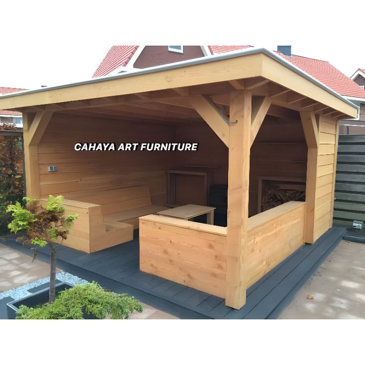 gazebo taman minimalis modern kayu jati jepara | saung gazebo pendopo joglo