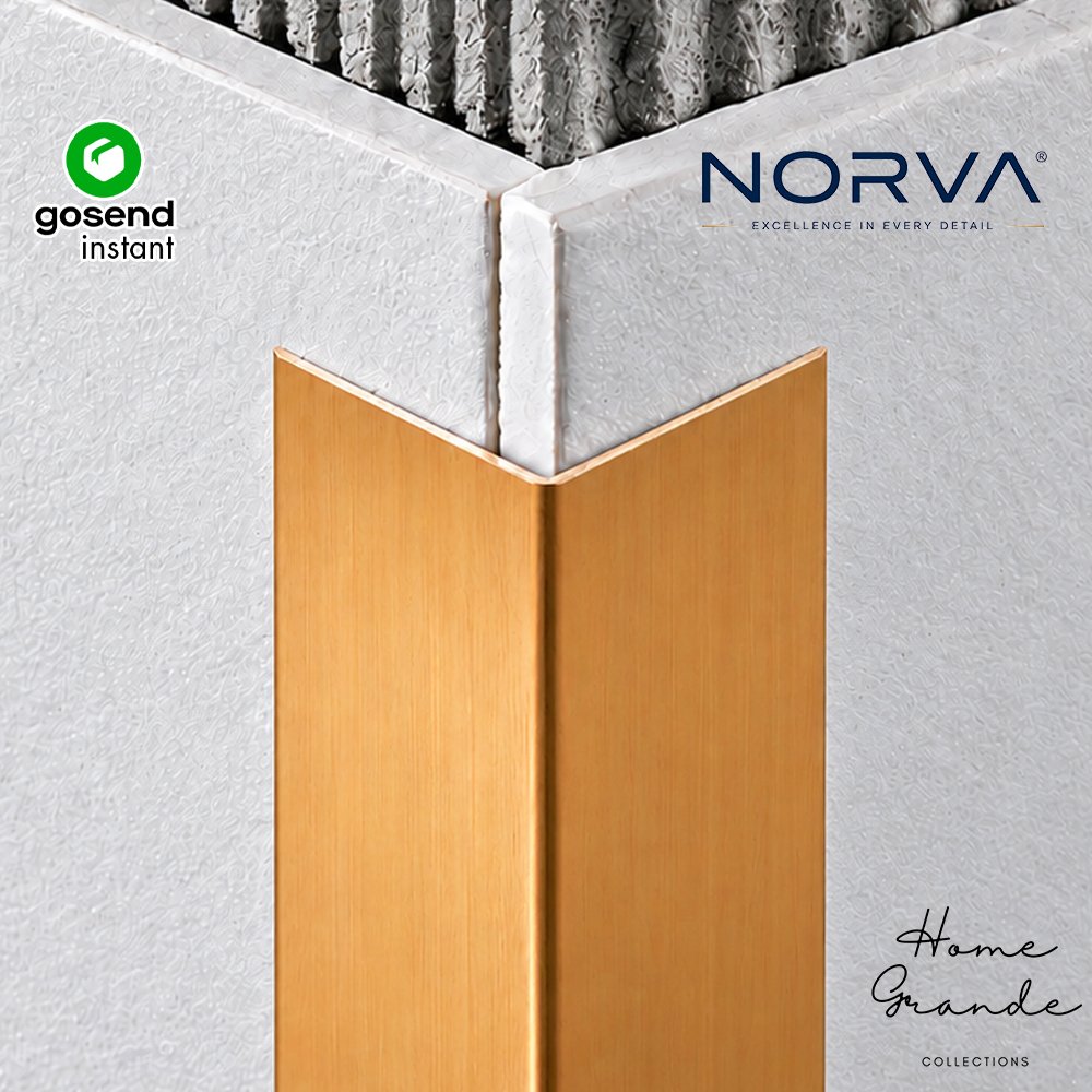 Norva List Siku L Tile Trim Alumunium Warna Gold Silver Ukuran 3 meter