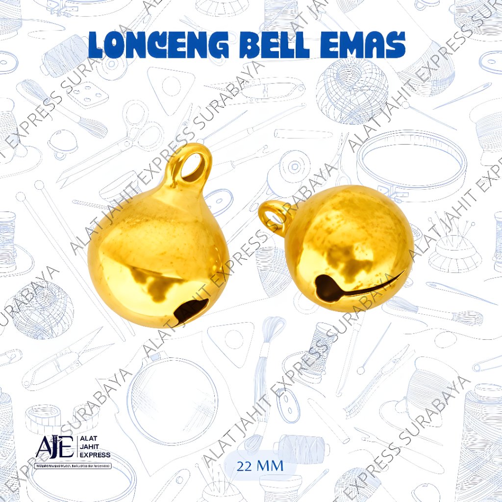 AJE - Lonceng Bell Emas 22 MM | Lonceng Kalung Kucing Anjing Kelinci | Alat Kerajinan Manik Aksesori
