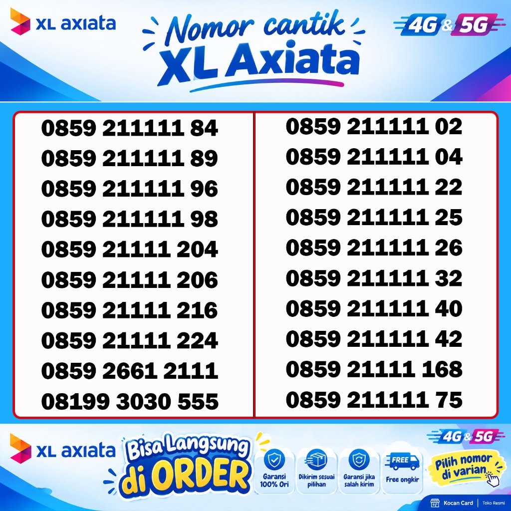 Nomor Cantik XL Perdana seri 11111
