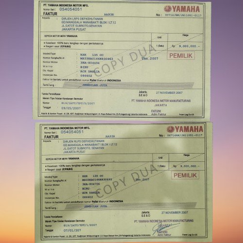 -'faktur mobil dan motor