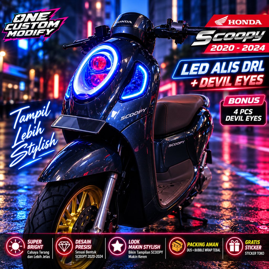 LAMPU LED ALIS SCOOPY 2020 2021 2022 2023 2024 DRL BONUS ALIS SEIN VARIASI AKSESORIS SUKU CADANG MOT