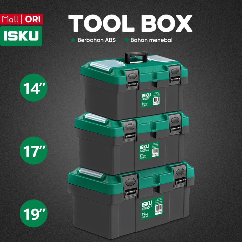 ISKU Tool Box Plastik 2 Susun 14 17 19 Inch Jumbo Kotak Perkakas Tebal Anti Pecah Storage Box Tempat