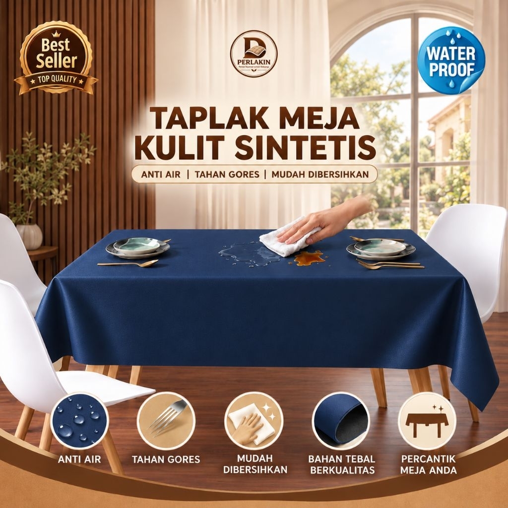 Perlak Meja Tebal Waterproof Kualitas Premium Perlak Meja Dapur Anti Air Meteran