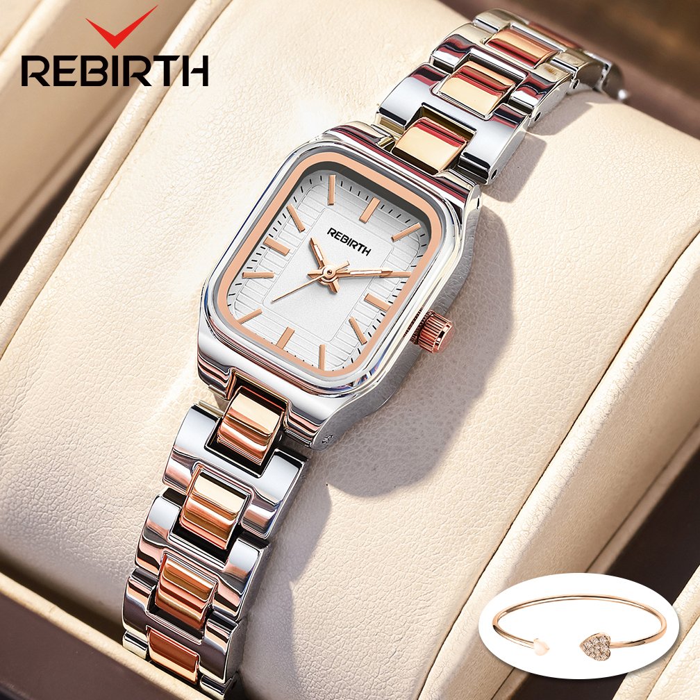 Rebirth Jam Tangan Wanita Anti Air Original Korea Elegan Tali Stainless Steel Jam Tangan Cewek