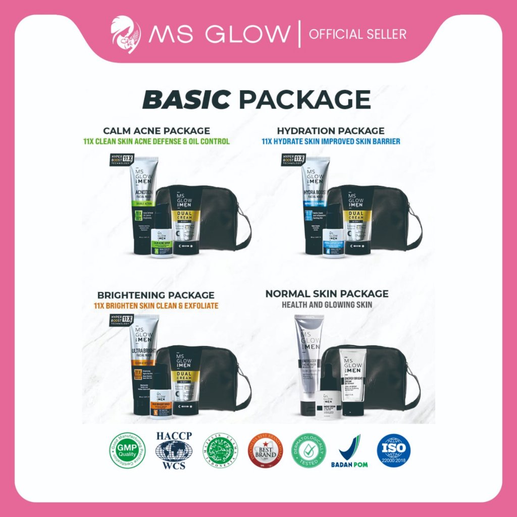 MS GLOW FOR MEN Bright All Varian Skincare Pria Paket Perawatan Wajah Original MS GLOW BPOM