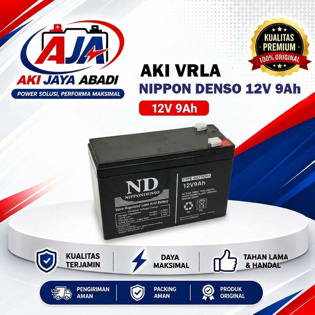 Aki VRLA NIPPONDENSO 12V 9Ah - Aki Kering UPS ND 12V9Ah Original