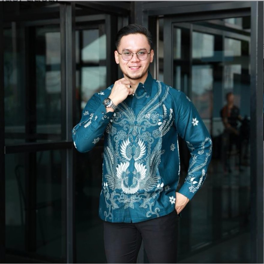 Ismoyo Biru Emerald Kemeja Batik Katun Prima Premium Solo  Pria Motif Mewah Panjang dan Pendek Baju 