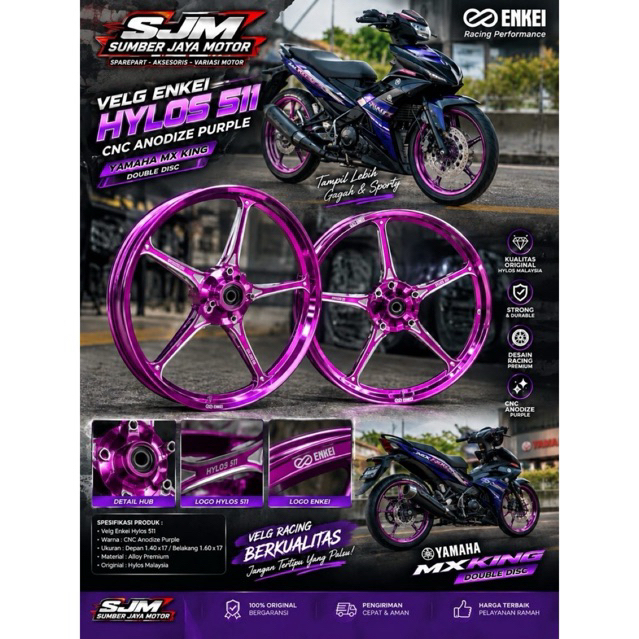 Velg Enkei Hylos 511 Cnc Anodize Purple Yamaha Mx King Double Disc Original Hylos Malaysia