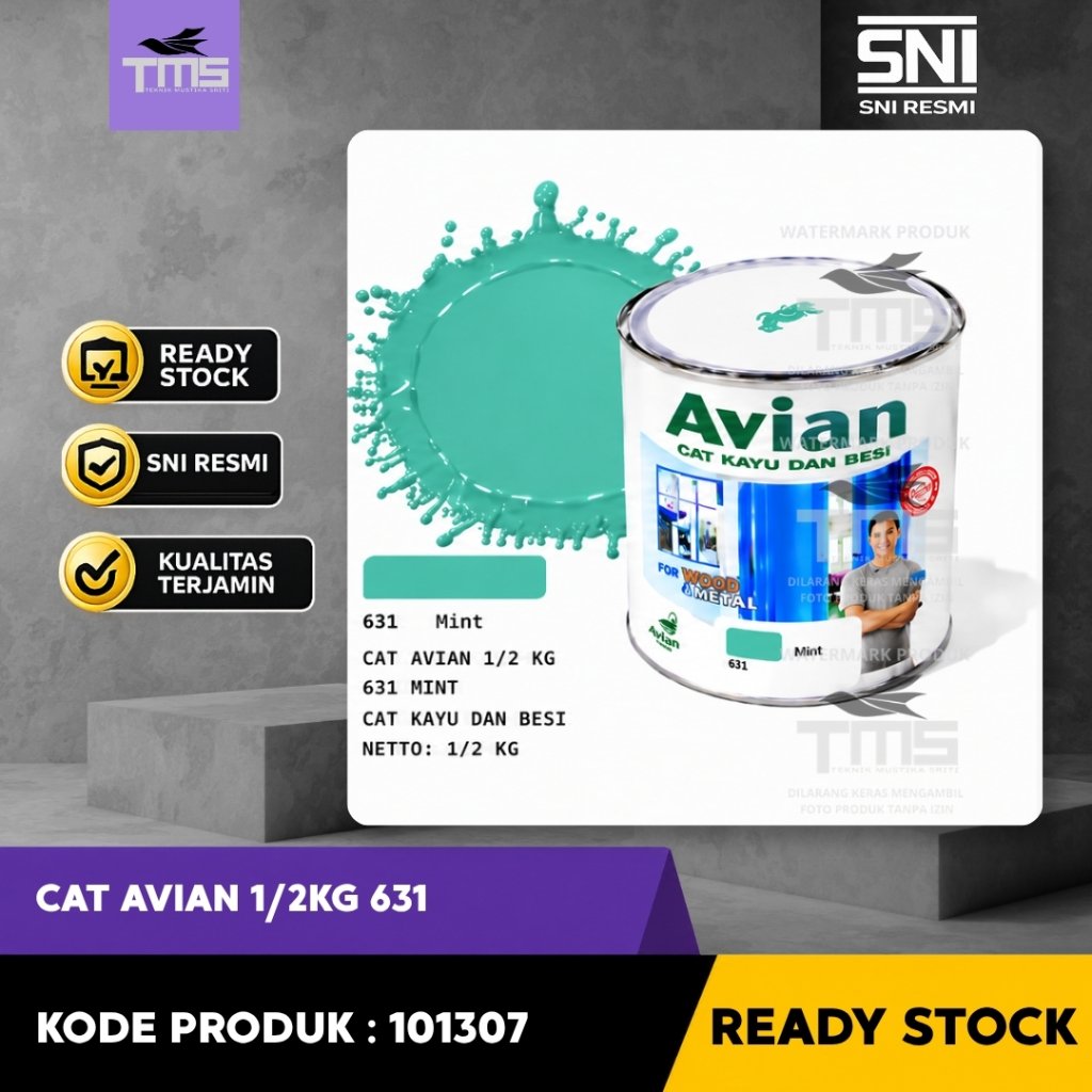 Cat Avian Cat Kayu dan Besi 631 Mint 1/2 KG Cat Enamel Warna Hijau Mint untuk Finishing Kayu dan Log