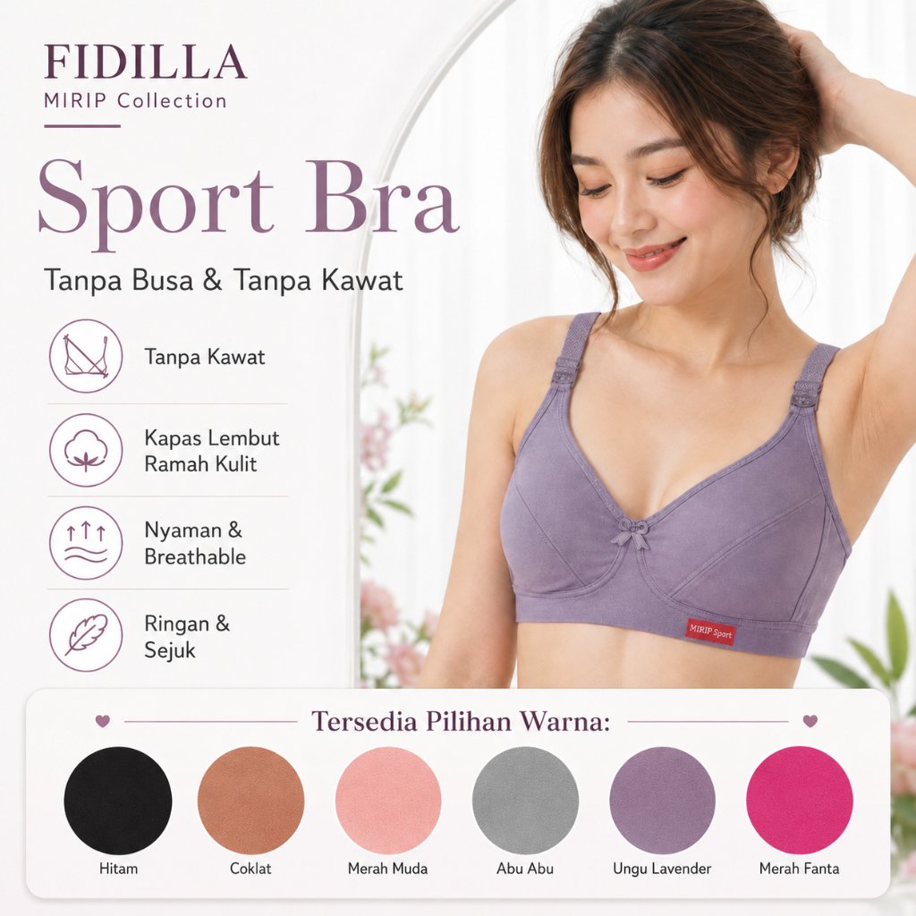 Bra BH Tanpa Busa Kasual Harian - Sport Bra Harian Fidilla Nugros Mirip