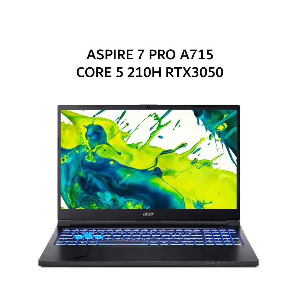 Acer Aspire 7 Pro A715-59G Intel Core 5 210h 16Gb 512Gb RTX3050 4Gb 15.6Inch W11 OHS Garansi Resmi A