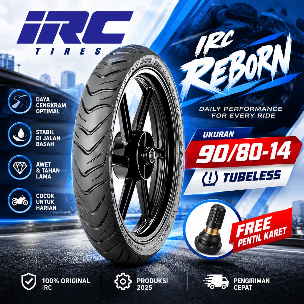 IRC Reborn  90/80 Ring 14 Ban Motor Ring 14 Tubles Ban Ring 14 Tubles