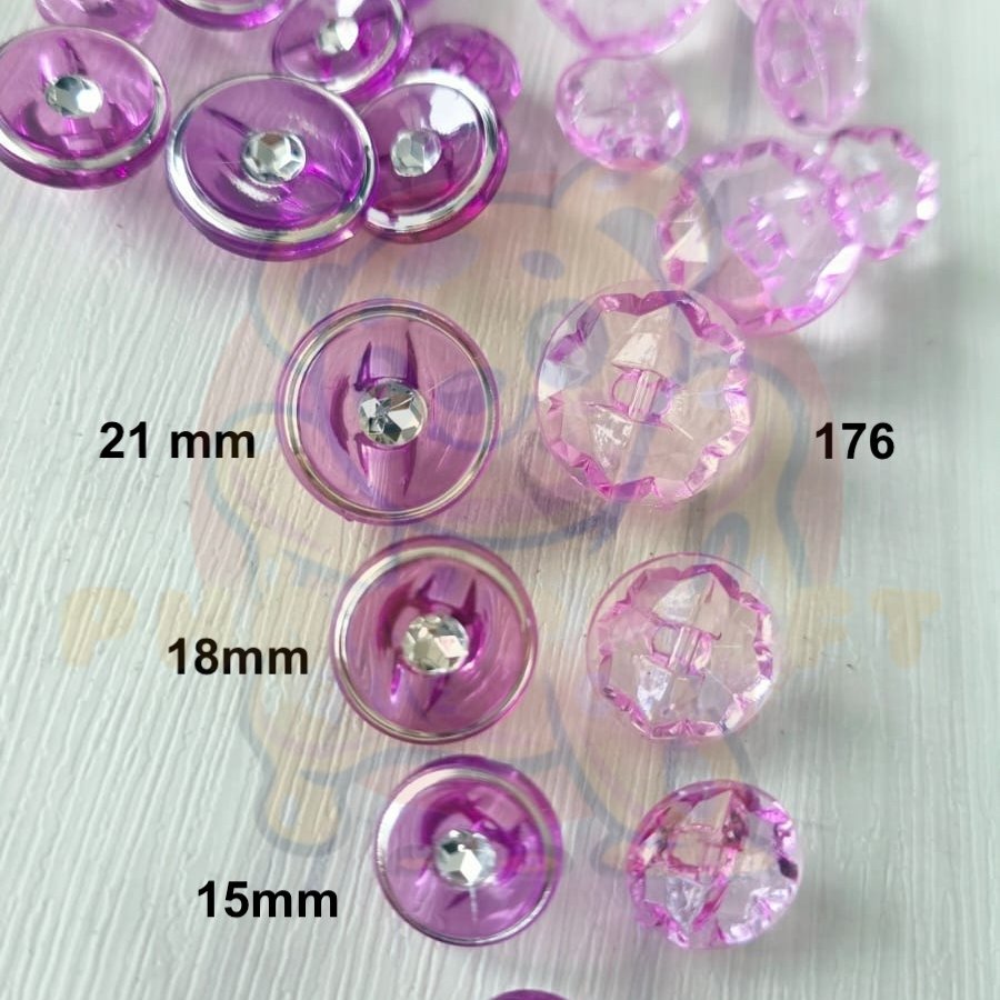 GUNCI/ KANCING BAJU KRISTAL/ KANCING BENING UK 13MM,15MM,18MM DAN 21 MM/ 5 PCS