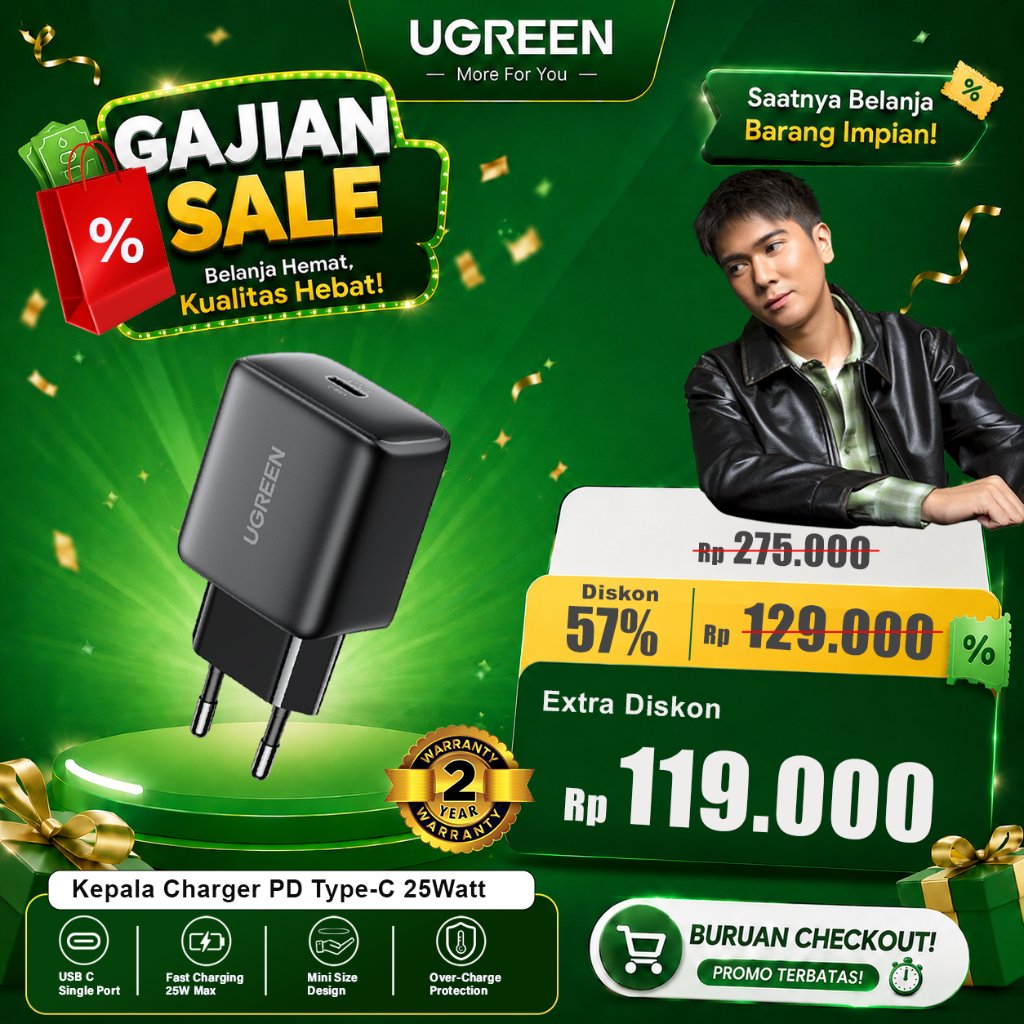 UGREEN Kepala Charger GaN For Samsung Super Fast Charging 25w 45w Pps 2.0