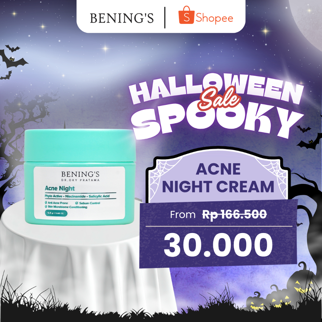 Bening Skincare Acne Night Cream Krim Malam Penghilang Jerawat Benings Skincare Memudarkan Wajah Ber
