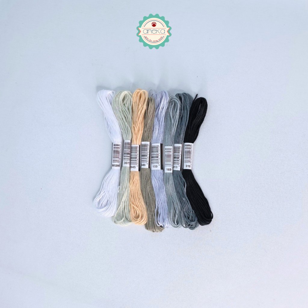 ANEKA - Paket Benang Sulam / Menyulam ANK Premium - Sulam ANK Putih Abu