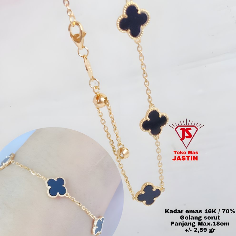 gelang serut new fashion VC hitam emas 70%/16k