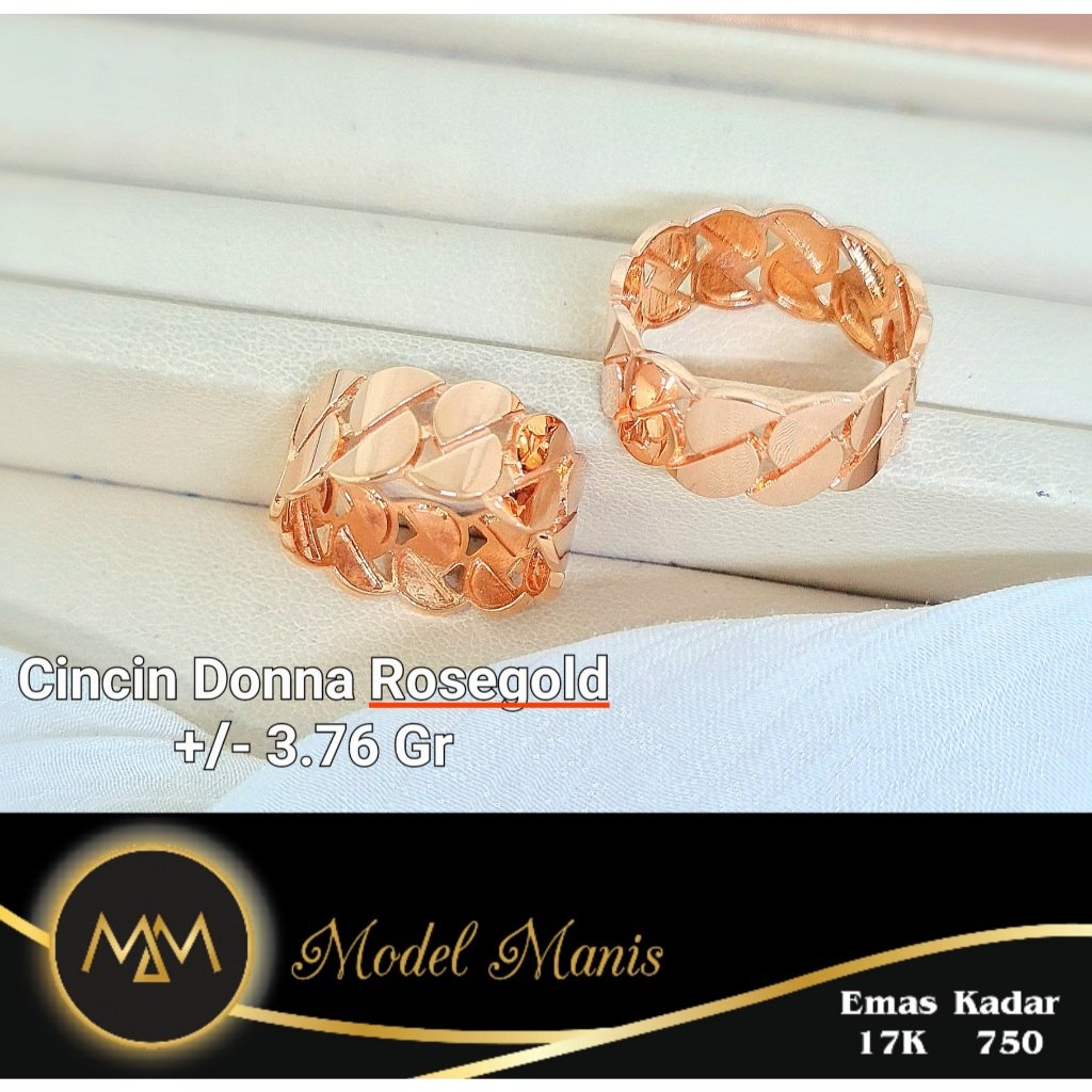 Cincin Donna Sisik Naga Lebar Rosegold 750 kadar 17k