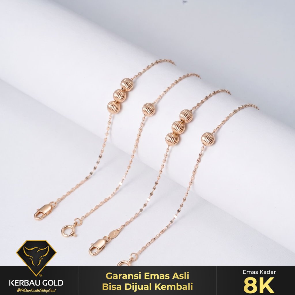 [Kerbau Gold] Gelang Emas Candy Kyuti 8K - Emas Asli 100%