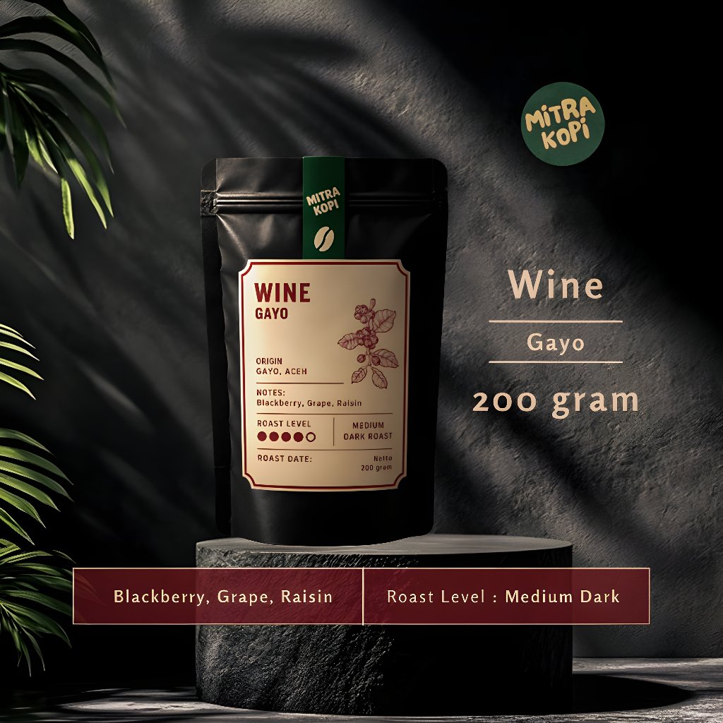 Kopi Wine Gayo 200 Gr Medium Roast 100% Arabica | Wine Process Gayo Coffee