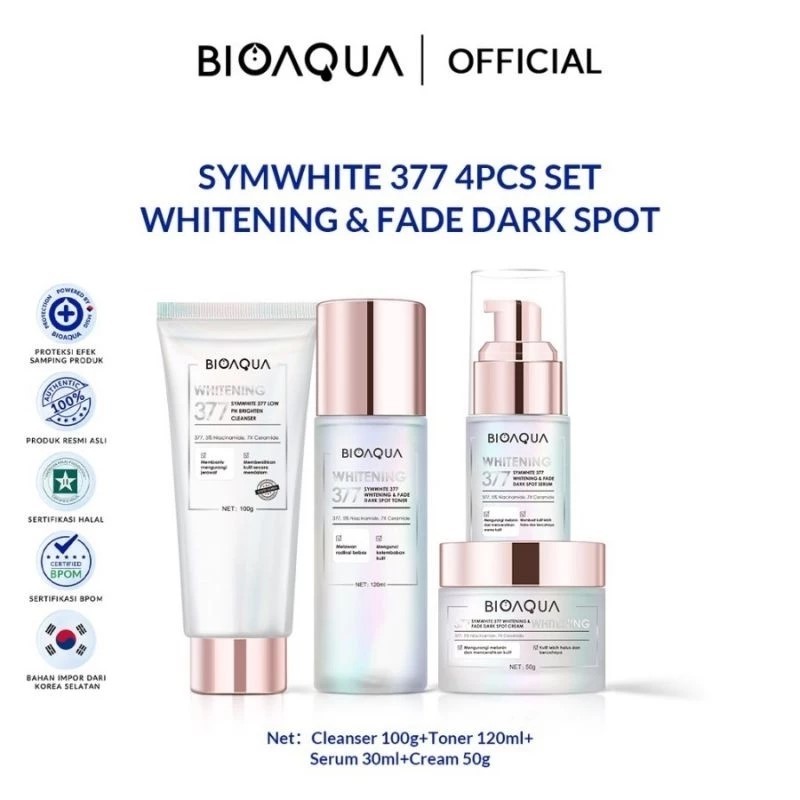 BIOAQUA SymWhite 377 Whitening & Fade Dark Spot Paket Skincare Set With Flek