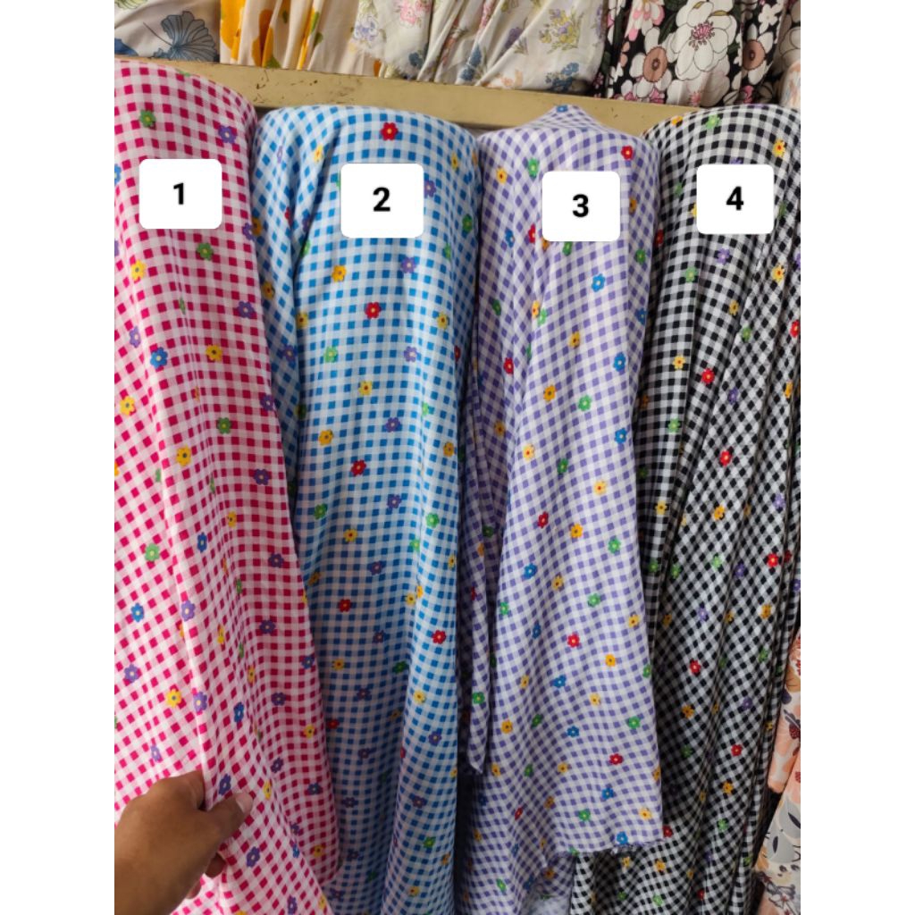 Rayon premium kotak motif / Kain katun rayon premium