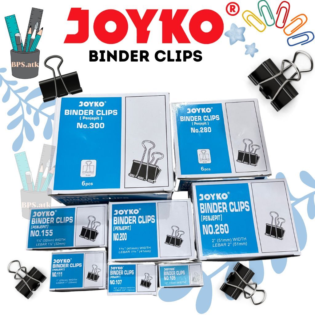

Binder Clip Penjepit Kertas JOYKO Black/Hitam 105 ~ 155 Klip Kertas (1 box 12 pcs)