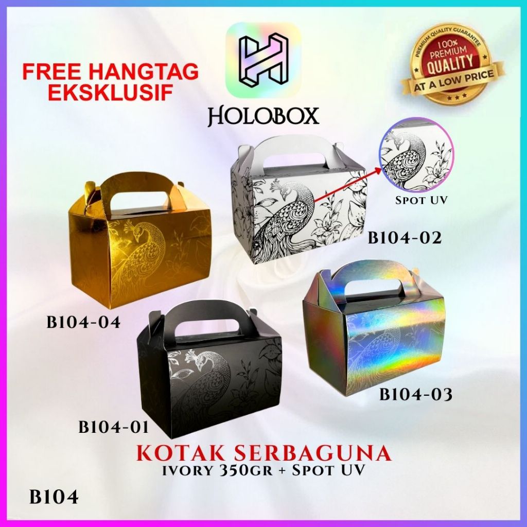 

Kotak Hologram / Gable / Kue / Kado / Serbaguna / Hampers / Dus / Packaging / Box B104