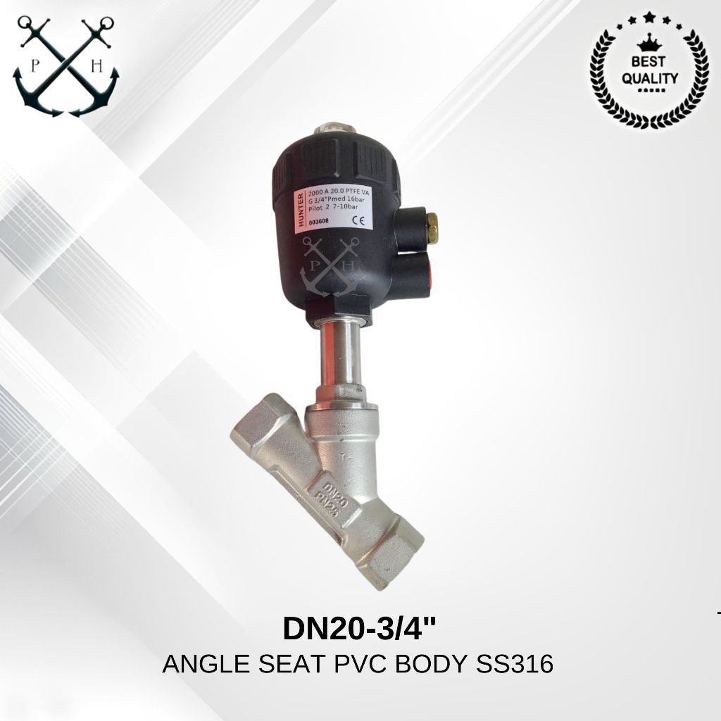 ANGLE SEAT PVC SINGLE BODY SS316 DN20 3/4"